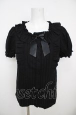 画像1: axes femme kawaii / ドット柄コットン風ブラウス  黒 Y-26-07-01-114-AX-BL-SZ-ZY (1)