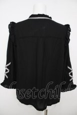 画像2: axes femme POETIQUE / ローズ刺繍レースアップブラウス  黒 Y-26-07-01-013-AX-BL-SZ-ZY (2)