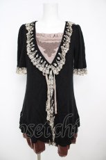 画像1: axes femme / ローズレース刺繍襟カーデ重ね風チュニ  黒 Y-26-07-01-143-AX-TO-SZ-ZY (1)
