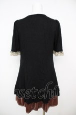 画像2: axes femme / ローズレース刺繍襟カーデ重ね風チュニ  黒 Y-26-07-01-143-AX-TO-SZ-ZY (2)
