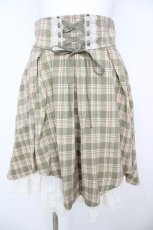 画像1: axes femme POETIQUE / レースアップイレヘムスカート  グリーン Y-26-07-01-168-AX-SK-SZ-ZY (1)