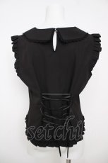 画像2: axes femme / パール付薔薇刺繍ノースリブラウス  黒 Y-26-07-01-020-AX-BL-SZ-ZY (2)