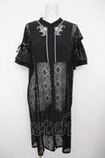 画像1: axes femme / ライン刺繍レースロングシャツ  黒 Y-26-07-01-021-AX-BL-SZ-ZY (1)