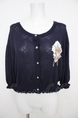 画像1: axes femme / ブーケ手刺繍サマーカーデ  紺 Y-26-07-01-030-AX-TO-SZ-ZY (1)