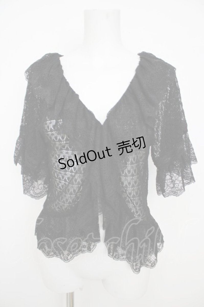 画像1: axes femme / レースフリル風ボレロトップス  黒 Y-26-07-01-036-AX-TO-SZ-ZY (1)