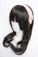 画像1: m petit by misako / リボンパールレースカチューシャ  中桃 Y-26-07-03-079-LO-AC-SZ-ZY (1)