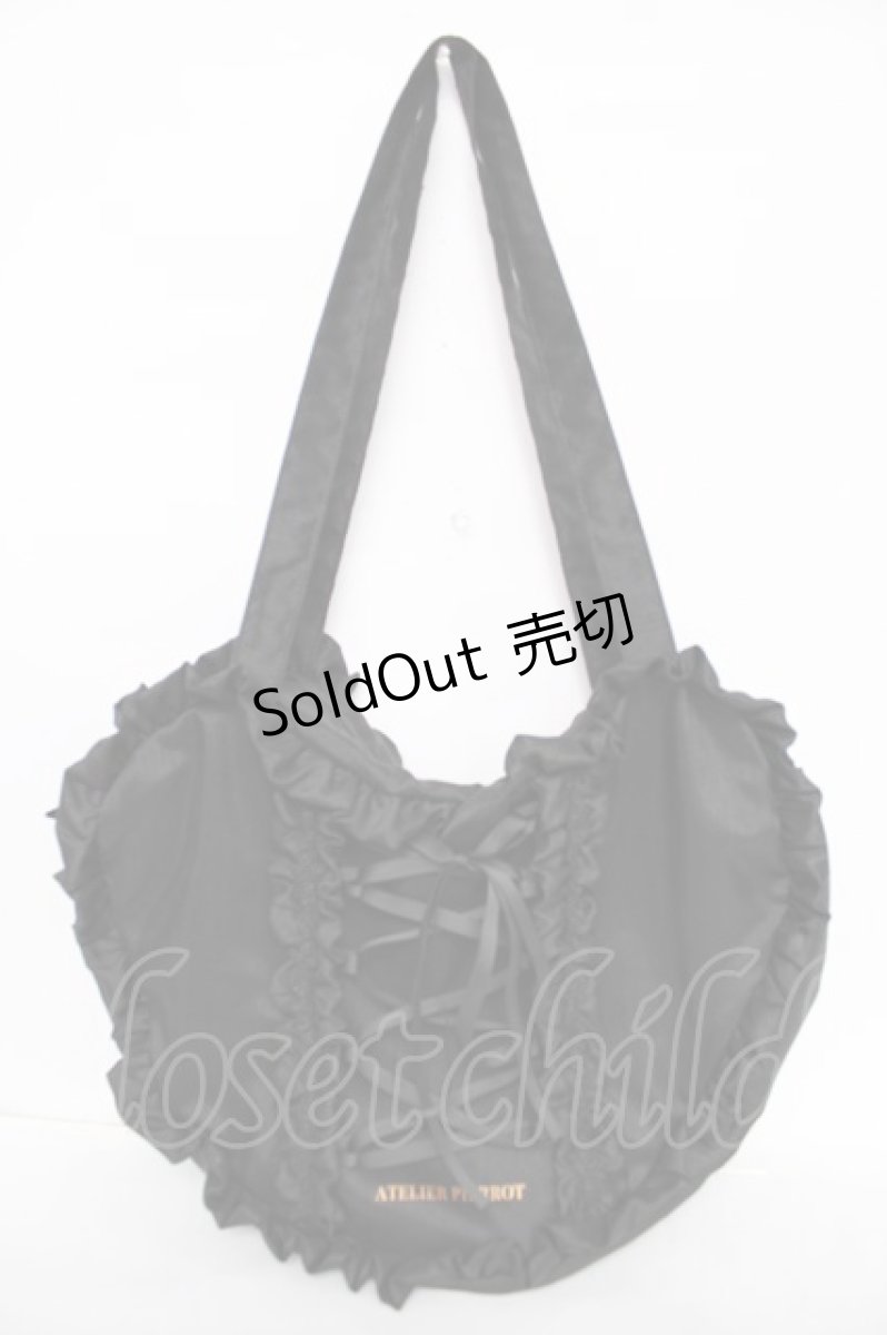 画像1: ATELIER PIERROT / Lace up Ribbon Heart Bag  黒 Y-26-07-03-087-EL-BG-SZ-ZY (1)