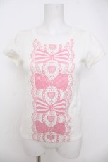 画像1: Angelic Pretty / グリッターリボンレースプリントTシャツ  白 Y-26-07-03-110-AP-TS-SZ-ZY (1)