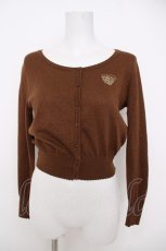 画像1: Emily Temple cute / ハートロゴ刺繍ラメニットカーディガン  ブラウン Y-26-07-03-111-ET-TO-SZ-ZY (1)