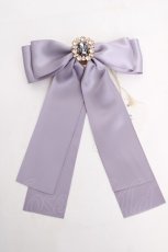 画像1: Maison de FLEUR / ビジューサテンリボンバレッタ  ラベンダー Y-26-07-03-017-LO-AC-SZ-ZY (1)