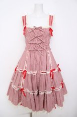 画像1: metamorphose / シャーリングティアードリボンジャンパースカート【2007】  レッド Y-26-07-03-132-ME-OP-SZ-ZY (1)