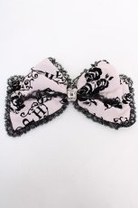 画像1: metamorphose / ラインストーン付リボンバレッタ【2009】  バラフロッキー/ピンク Y-26-07-03-055-ME-AC-SZ-ZY (1)