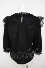画像2: axes femme POETIQUE / レーシーフリルスタンドブラウス  黒 Y-26-07-05-037-AX-TO-SZ-ZY (2)