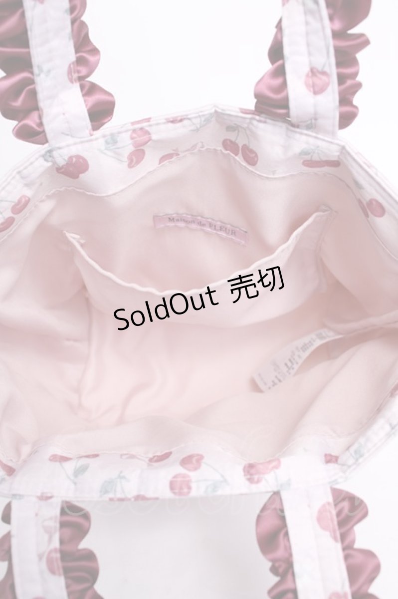 画像3: Maison de FLEUR / サクランボフリルハンドルトートバッグ  ピンク Y-26-07-05-007-LO-BG-SZ-ZY (3)