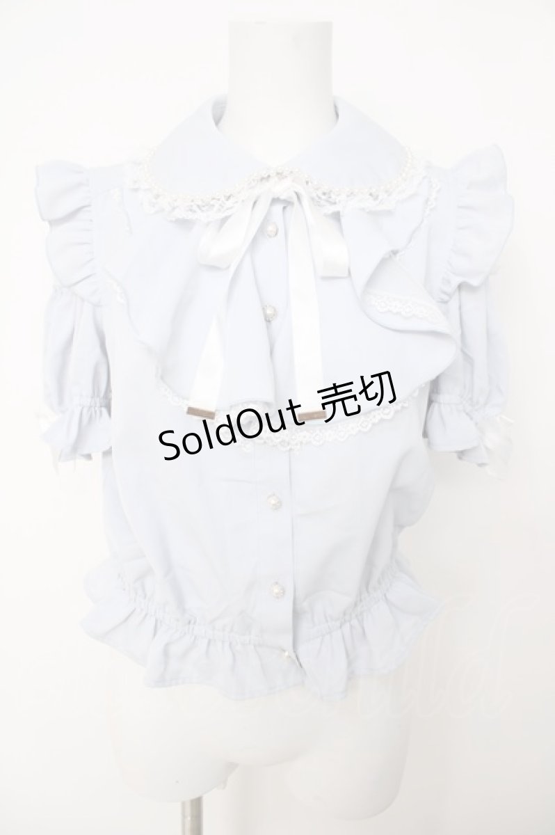 画像1: Secret Honey / 肩開きラッフル裾フリルブラウス 2 サックス Y-26-07-05-072-CA-BL-SZ-ZY (1)
