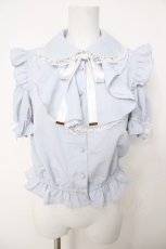 画像1: Secret Honey / 肩開きラッフル裾フリルブラウス 2 サックス Y-26-07-05-072-CA-BL-SZ-ZY (1)