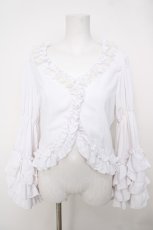 画像1: Vallee lys / Fairy Tale Ruffle Chiffon Bolero  白 Y-26-07-05-076-GO-SH-SZ-ZY (1)