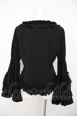 画像2: Vallee lys / Fairy Tale Ruffle Chiffon Bolero  黒 Y-26-07-05-077-GO-SH-SZ-ZY (2)