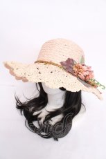 画像1: axes femme / フラワー雑材ハット F ピンク Y-26-07-05-010-AX-AC-SZ-ZY (1)