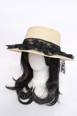 画像1: axes femme / レースリボンフリルカンカン帽 F 黒 Y-26-07-05-011-AX-AC-SZ-ZY (1)