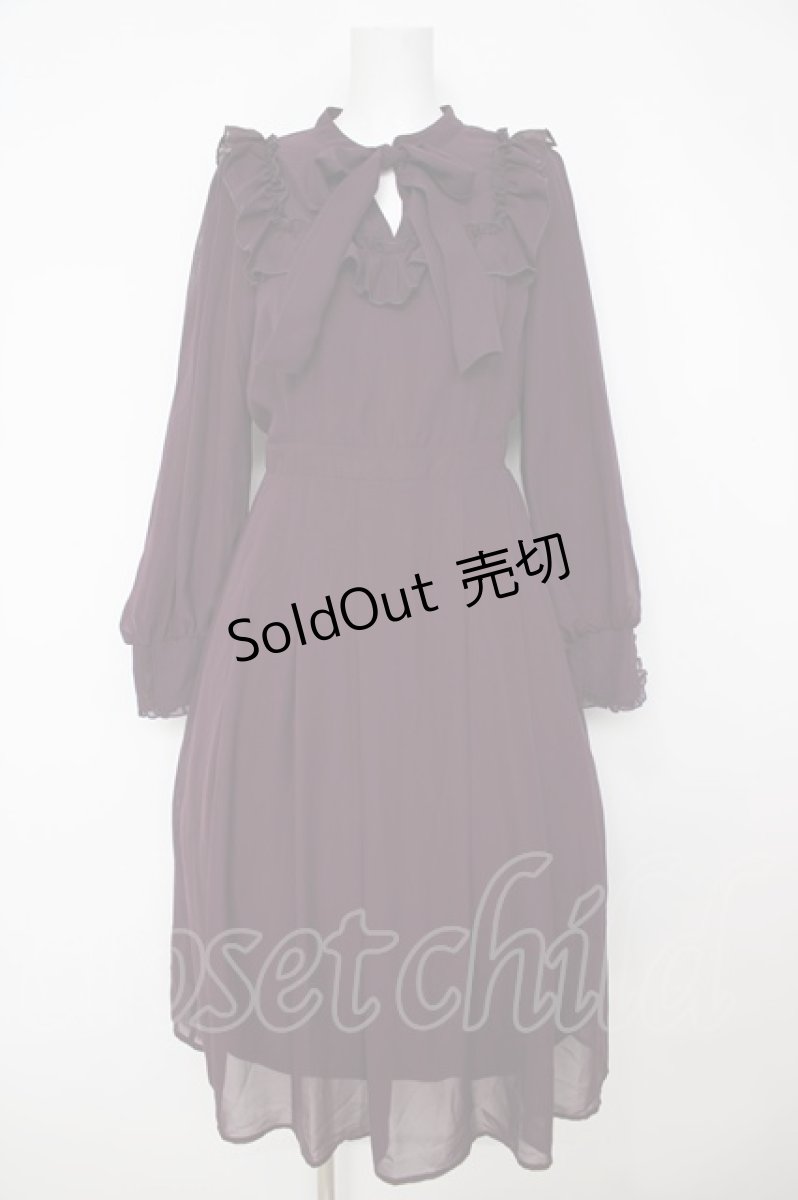 画像1: axes femme / ラッフルフリルシフォンワンピース M ワイン Y-26-07-05-118-AX-OP-SZ-ZY (1)