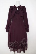 画像1: axes femme / ラッフルフリルシフォンワンピース M ワイン Y-26-07-05-118-AX-OP-SZ-ZY (1)