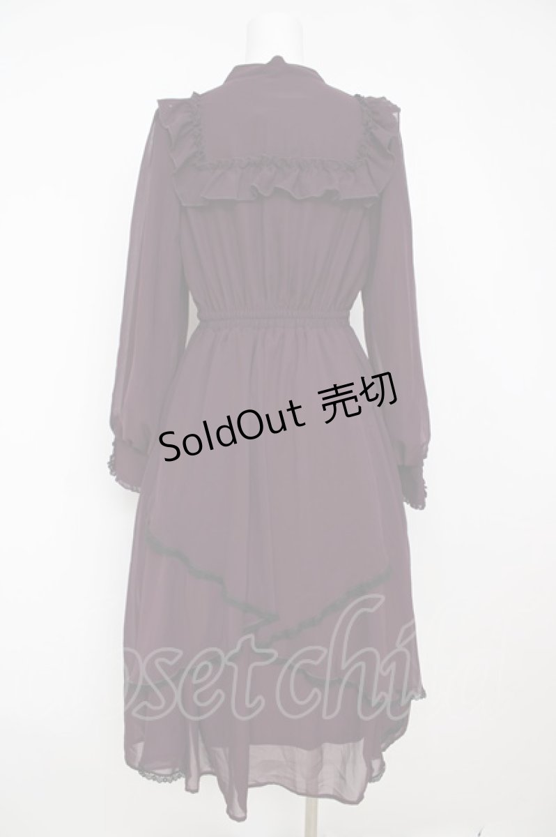 画像2: axes femme / ラッフルフリルシフォンワンピース M ワイン Y-26-07-05-118-AX-OP-SZ-ZY (2)