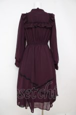 画像2: axes femme / ラッフルフリルシフォンワンピース M ワイン Y-26-07-05-118-AX-OP-SZ-ZY (2)