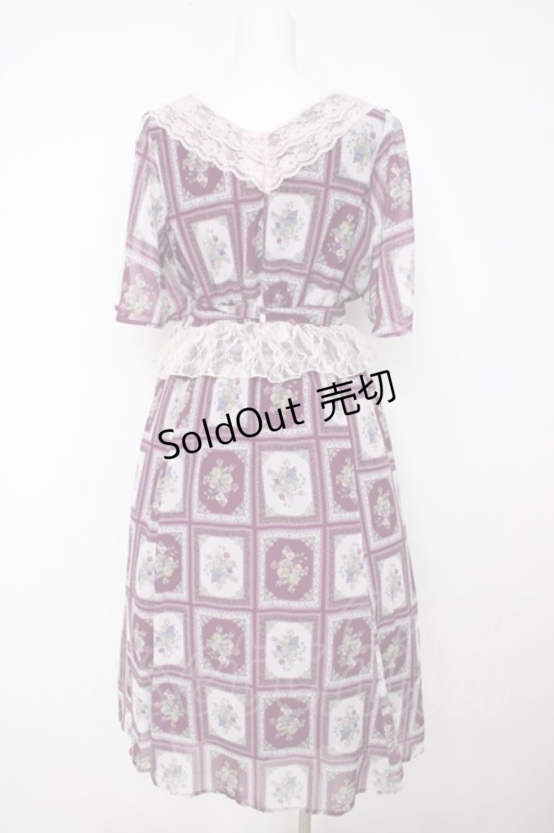 画像2: axes femme / フルーツアート柄ワンピース M ワイン Y-26-07-05-125-AX-OP-SZ-ZY (2)