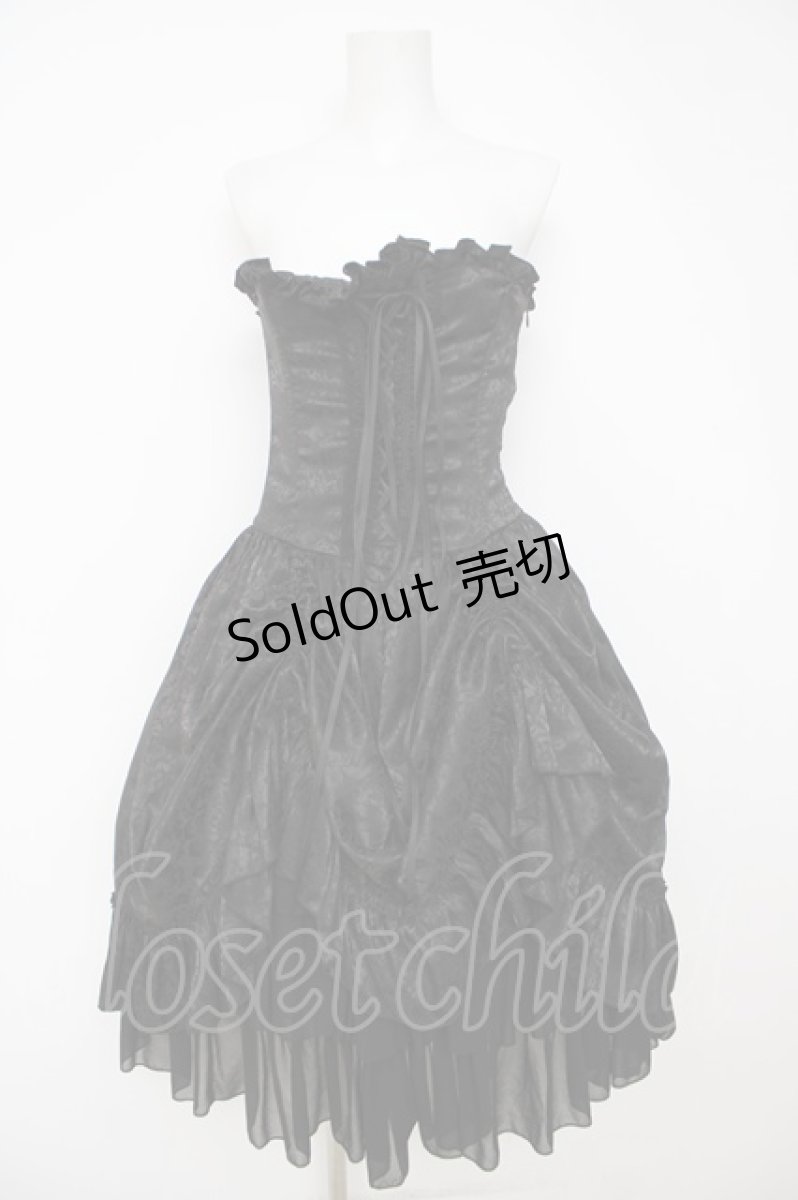 画像1: ATELIER PIERROT / Bustle Corset Dress[Rose Jacquard]  黒 Y-26-07-05-146-EL-OP-SZ-ZY (1)