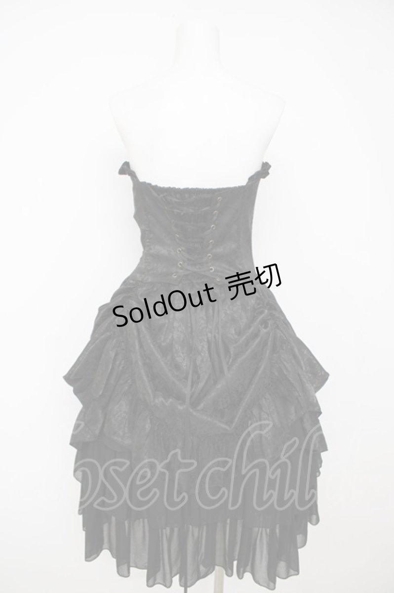 画像2: ATELIER PIERROT / Bustle Corset Dress[Rose Jacquard]  黒 Y-26-07-05-146-EL-OP-SZ-ZY (2)