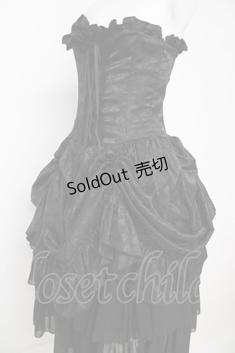 画像3: ATELIER PIERROT / Bustle Corset Dress[Rose Jacquard]  黒 Y-26-07-05-146-EL-OP-SZ-ZY (3)