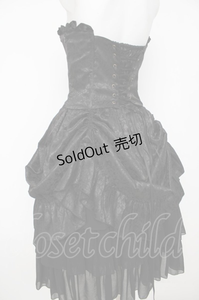 画像4: ATELIER PIERROT / Bustle Corset Dress[Rose Jacquard]  黒 Y-26-07-05-146-EL-OP-SZ-ZY (4)