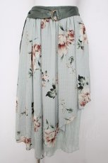 画像1: axes femme / 花柄シアーチェックフレアスカート F ミント Y-26-07-05-162-AX-SK-SZ-ZY (1)