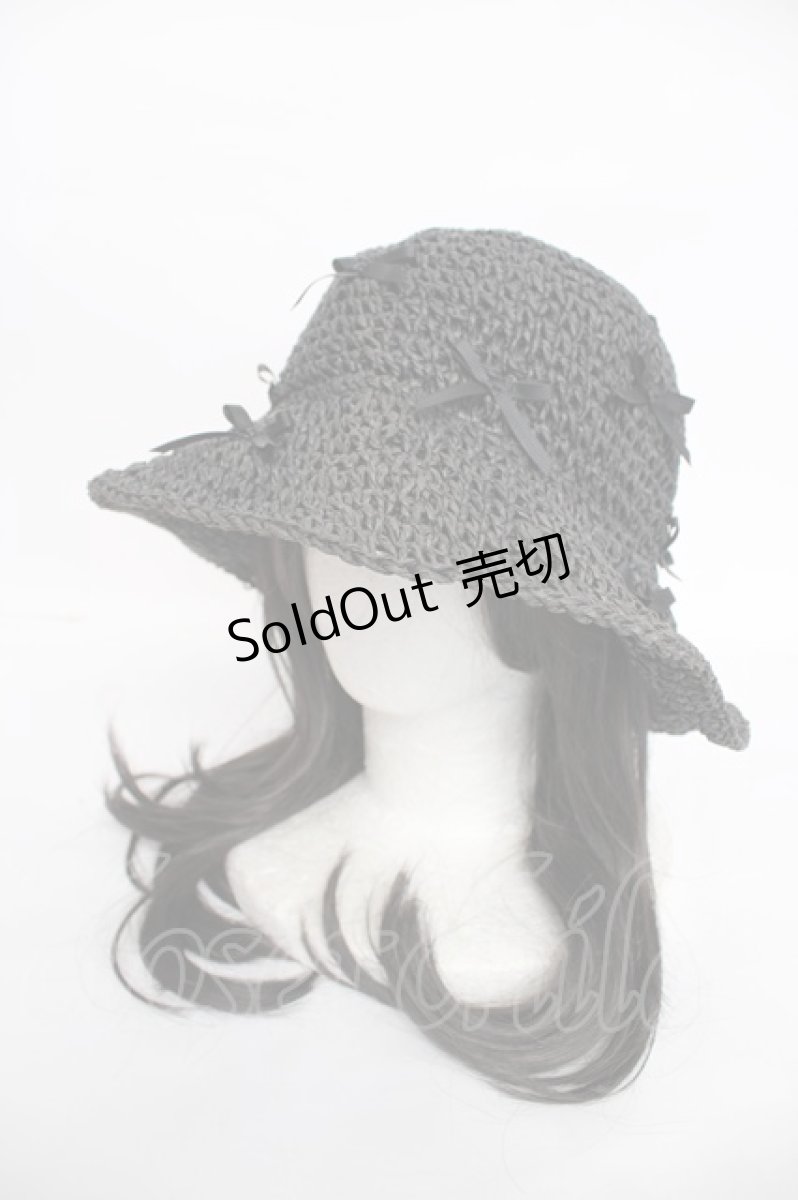 画像1: axes femme / リボンペーパーハット F 黒 Y-26-07-05-015-AX-AC-SZ-ZY (1)