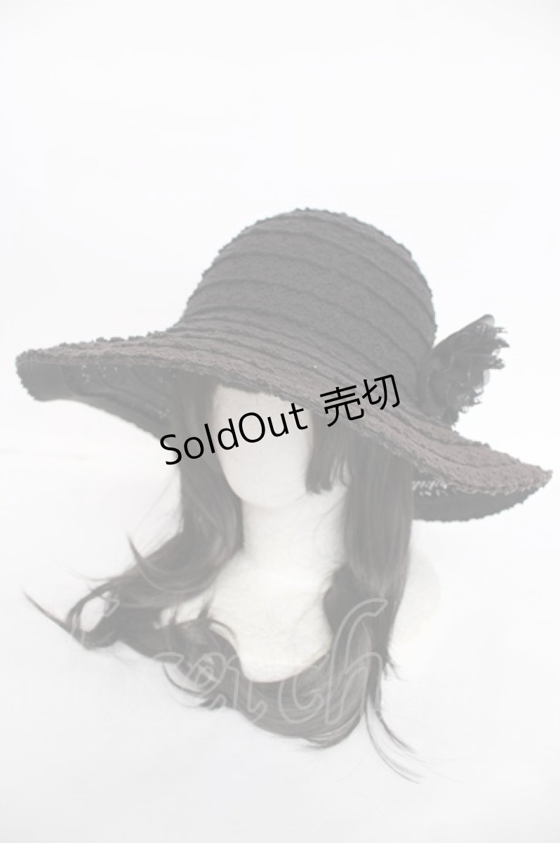 画像1: axes femme / お花コサージュ付レースハット 57.5cm 黒 Y-26-07-05-016-AX-AC-SZ-ZY (1)