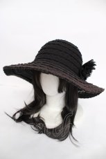 画像1: axes femme / お花コサージュ付レースハット 57.5cm 黒 Y-26-07-05-016-AX-AC-SZ-ZY (1)