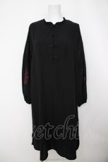 画像1: axes femme / 袖刺繍チャイナ釦シャツワンピース M 黒 Y-26-07-05-026-AX-OP-SZ-ZY (1)