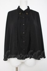 画像1: axes femme POETIQUE / ケープデザインブラウス M 黒 Y-26-07-07-038-AX-BL-SZ-ZY (1)