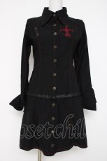 画像1: Ozz On / 十字刺繍シャツワンピース  黒 Y-26-07-07-099-OO-OP-SZ-ZY (1)