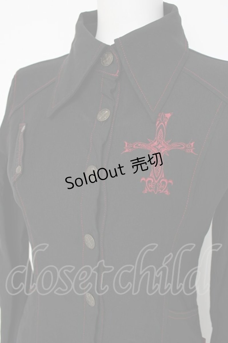 画像4: Ozz On / 十字刺繍シャツワンピース  黒 Y-26-07-07-099-OO-OP-SZ-ZY (4)