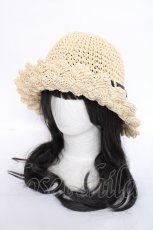 画像1: axes femme / ペーパーフリルハット  ベージュ Y-26-07-07-014-AX-AC-SZ-ZY (1)