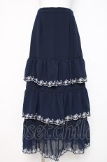 画像1: axes femme NOSTALGIE / 刺繍ティアードスカート M 紺 Y-26-07-07-123-AX-SK-SZ-ZY (1)
