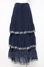 画像2: axes femme NOSTALGIE / 刺繍ティアードスカート M 紺 Y-26-07-07-123-AX-SK-SZ-ZY (2)