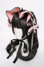 画像1: DearMyLove / Emilyハートチャームヘッドドレス  ブラック×ピンク Y-26-07-07-018-LO-AC-SZ-ZY (1)
