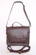 画像1: m petit by misako / スカラップ被せの3WAYバッグ  茶 Y-26-07-07-022-LO-BG-SZ-ZY (1)