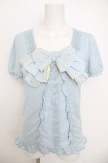 画像1: axes femme / ラメ入りBIGリボンプルオーバー M サックス Y-26-07-09-036-AX-TO-SZ-ZY (1)