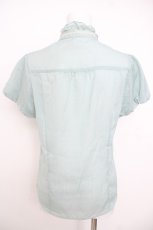 画像2: axes femme / シャドーストライプドット半袖ブラウス M ミント Y-26-07-09-041-AX-BL-SZ-ZY (2)
