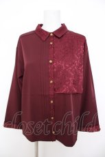画像1: axes femme / ジャカード切替プリーツシャツ F ワイン Y-26-07-09-048-AX-BL-SZ-ZY (1)