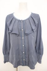 画像1: axes femme / シャボ付きラッフルブラウス M ブルー Y-26-07-09-052-AX-BL-SZ-ZY (1)